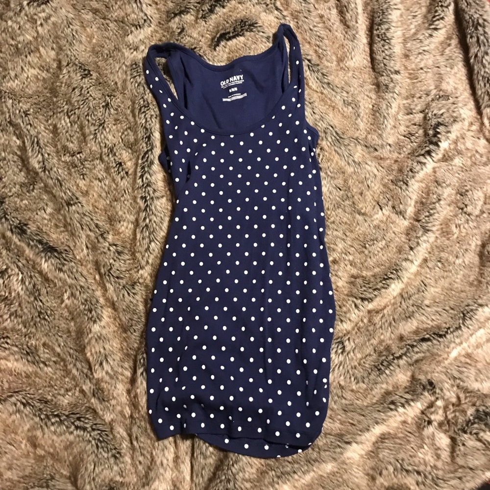 Navy with white Polka Dots Maternity Tank